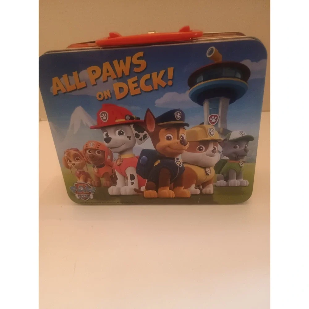 Paw Patrol ALL PAWS on DECK Lunch Box Tin 8 x 6.5 x 3.25 3D Raised Graphic